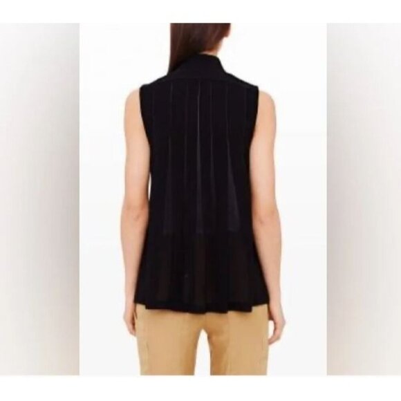 Club Monaco Zoela Vest Womens Small Black Silk Pleated Sheer Back Minimalist - Picture 5 of 7